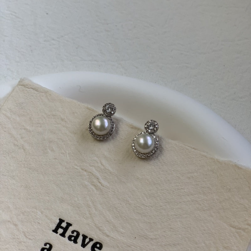 7mm ジルコン まんじゅうパールピアス(両耳用)