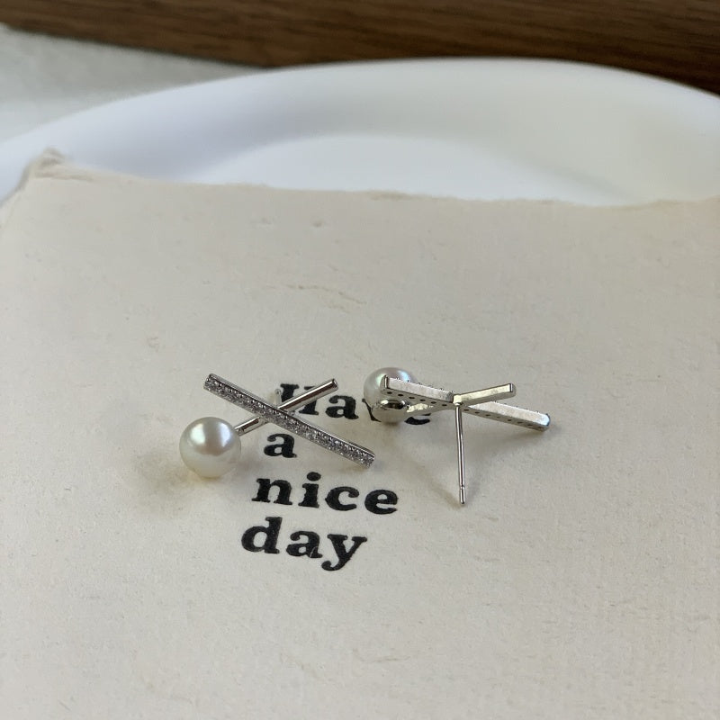 6.5mm/6-7mm ヒョウタンまんじゅうパールピアス(両耳用)