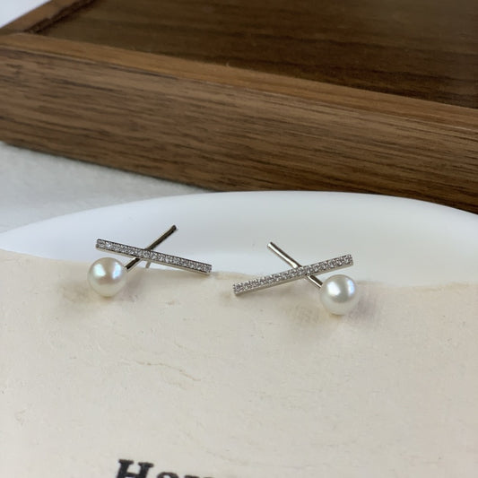 6.5mm/6-7mm ヒョウタンまんじゅうパールピアス（両耳用）